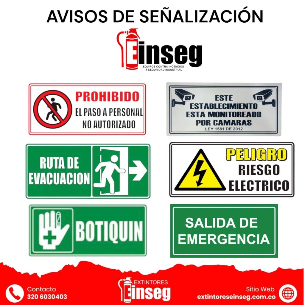 Avisos de señalización de evacuación en Medellín